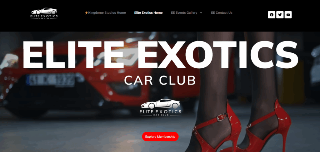 Elite Exotics Car Club Homepage Portfolio Image
