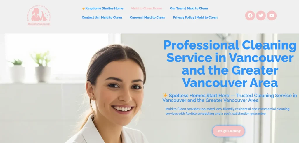 Maid to Clean Homepage Portfolio Image