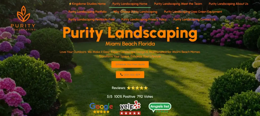 Purity Landscaping homepage Portfolio Image