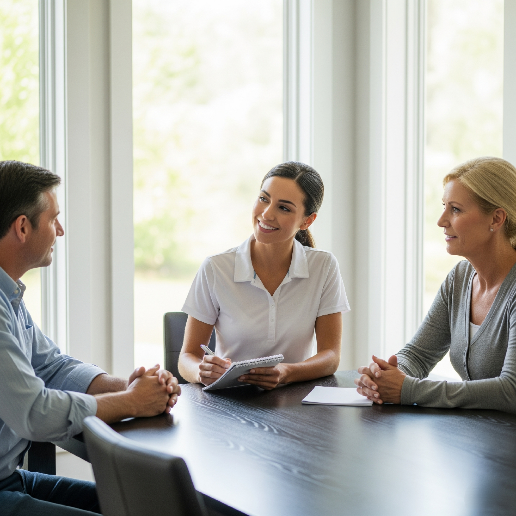 A cleaning consultant providing an in-home quote for a happy couple _ Residential cleaning company in the Greater Vancouver Area