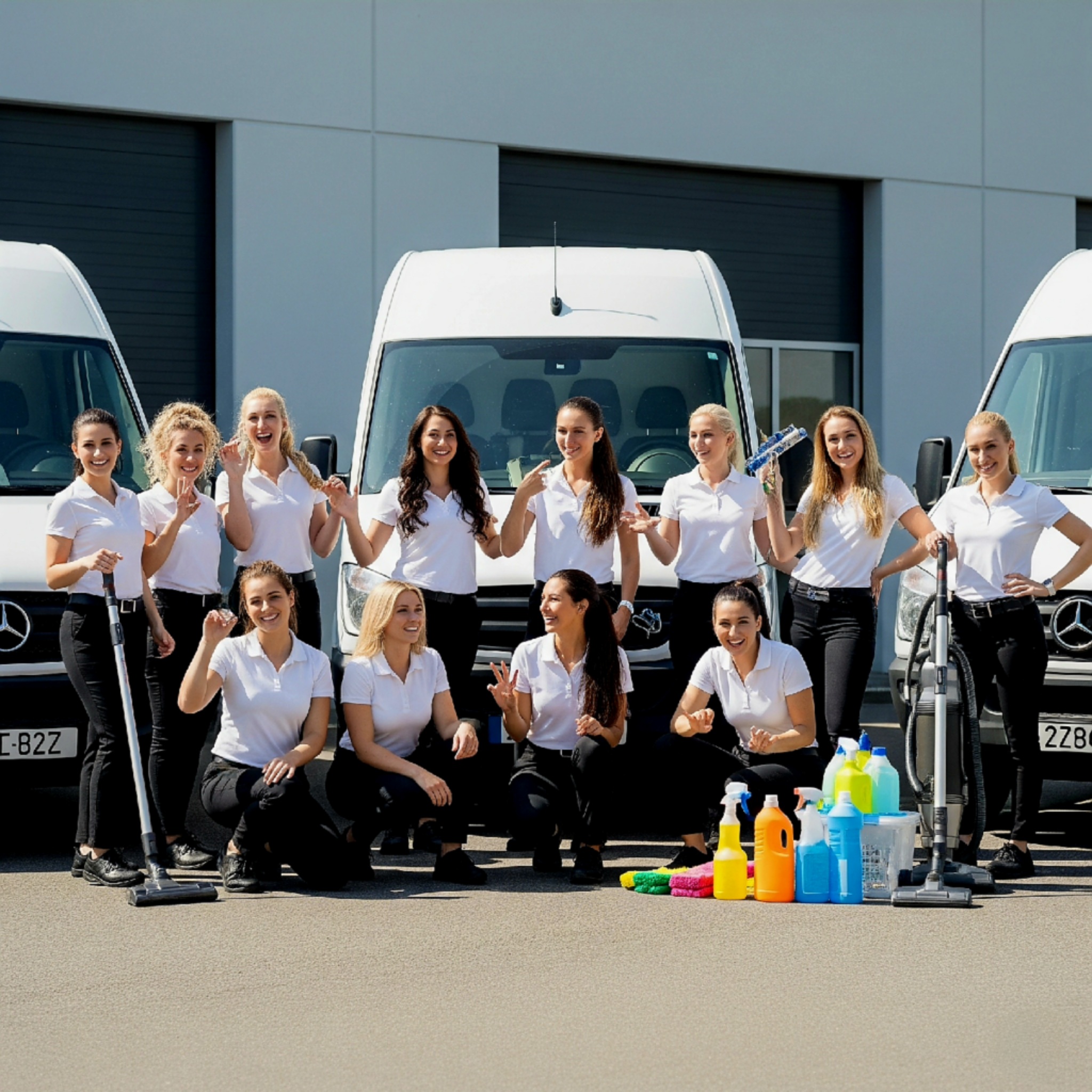 1 The entire happy and energetic team from our commercial and residential cleaning company in Vancouver, ready for their busy workday!
