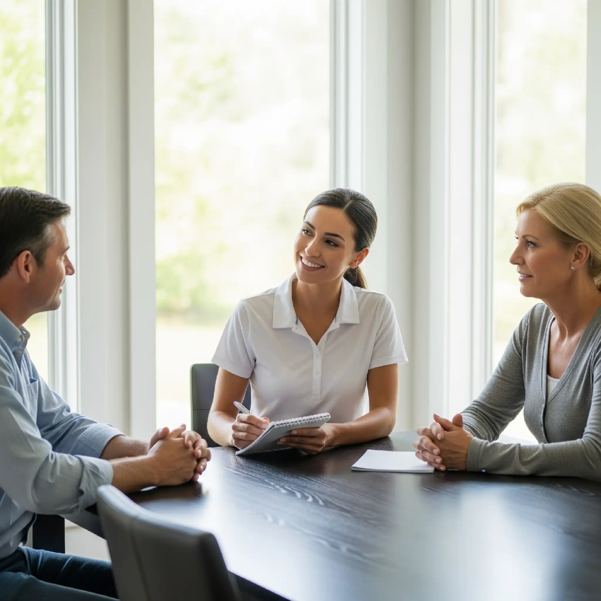 A-Maid-to-Clean-cleaning-consultant-providing-an-in-home-quote-for-a-happy-couple-_-Residential-cleaning-company-in-the-Greater-Vancouver-Area