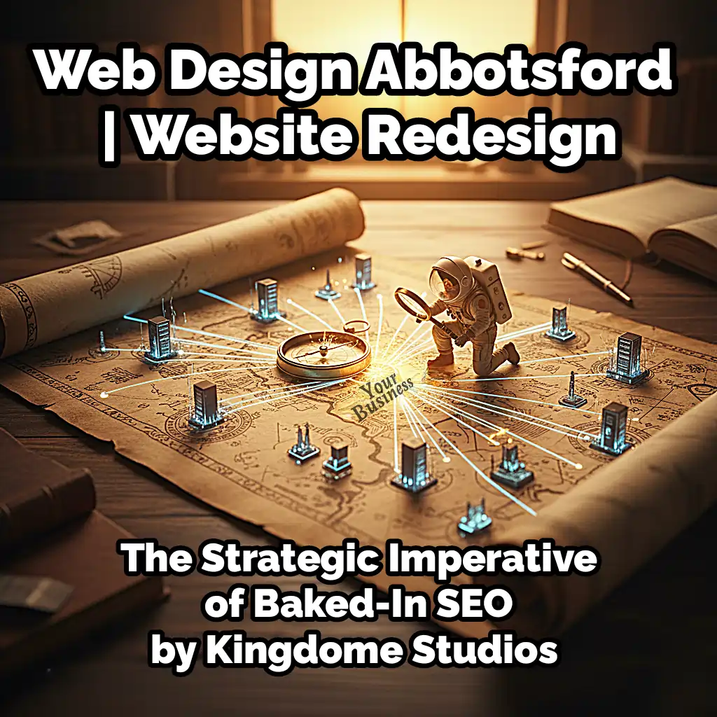 Astronaut on a map showing Abbotsford digital network, symbolizing Kingdome Studios' expert Web Design Abbotsford, Redesign, and Baked-In SEO