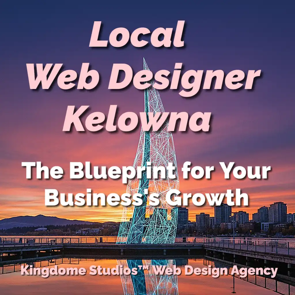Kelowna sails sculpture with digital blueprint overlay, highlighting the expert growth strategies of a Web Designer Kelowna businesses trust for professional WordPress websites