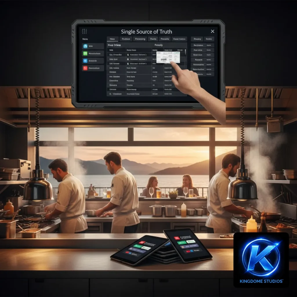 Centralized kitchen dashboard displaying live orders and reservations, optimized by the Best Restaurant Website Design Company in Campbell River BC to streamline local restaurant operations