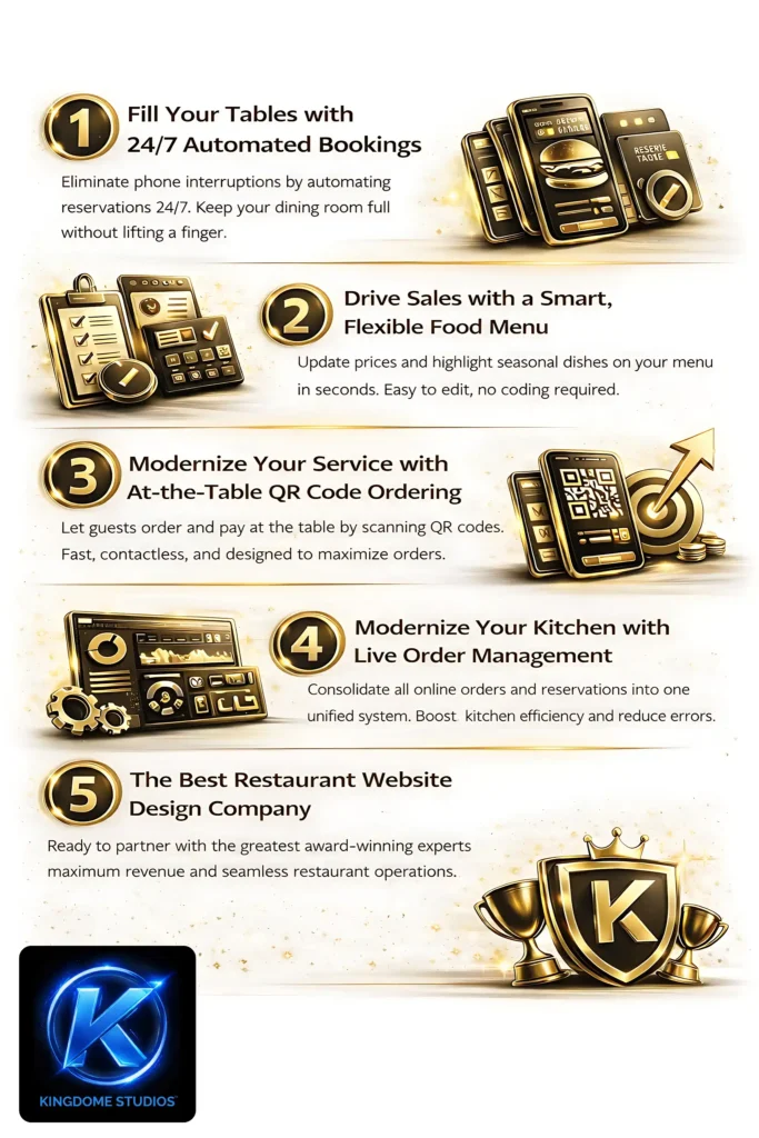 Infographic for the best restaurant website design company in London Ontario KingdomeStudios.com