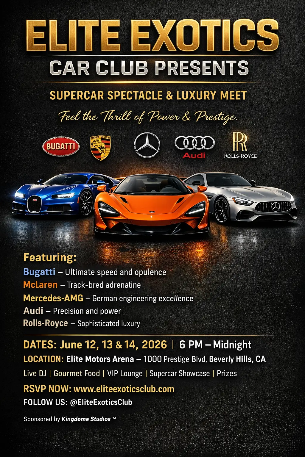 Supercar Meet Flyer June 12, 13, 14 2026