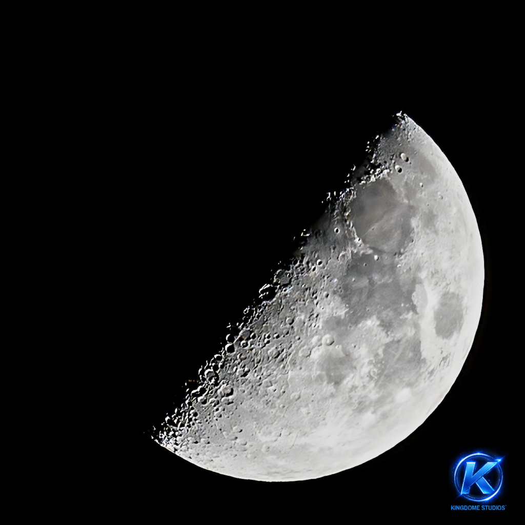 A stunning high-detail shot of the waxing moon’s craters. Best Website Photography and Videography Abbotsford BC by KingdomeStudios.com provides professional visuals for your brand