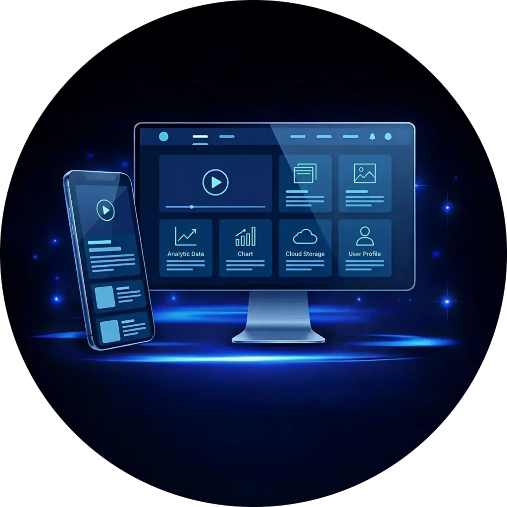 HD circular blue Website design and development icon for the best website design company in Abbotsford BC