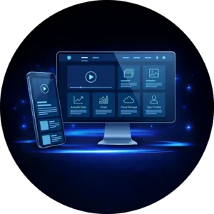 HD circular blue Website design and development icon for the best website design company in Abbotsford BC